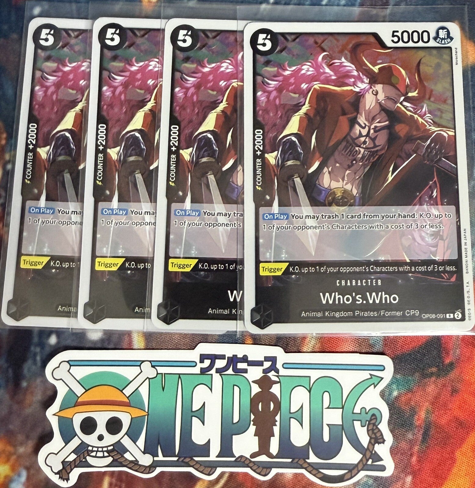 4x One Piece OP08-091 R Who's.Who - English - Playset - Foil - TCG - NM/M