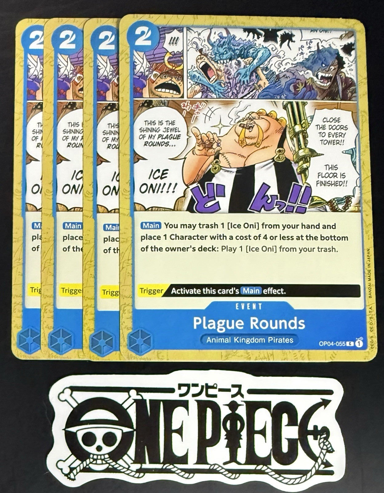 4x One Piece OP04-055 C Plague Rounds - English - Regular - Play Set - TCG -NM/M