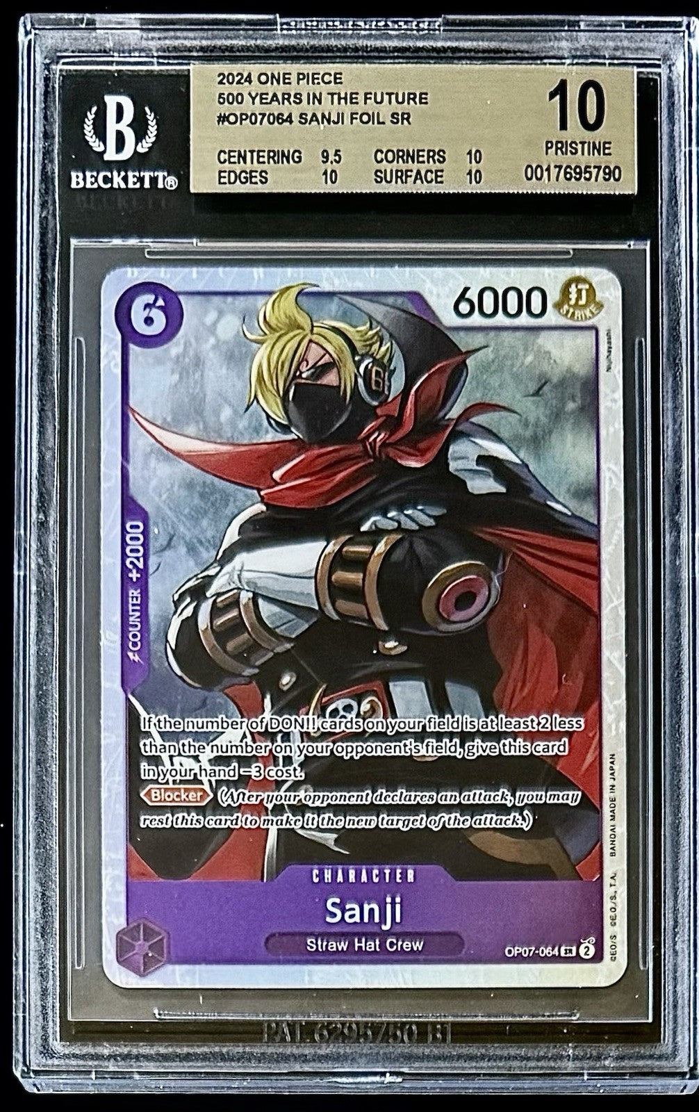 BGS 10 One Piece OP07-064 SR Sanji - English - 500 Years in the Future - Graded