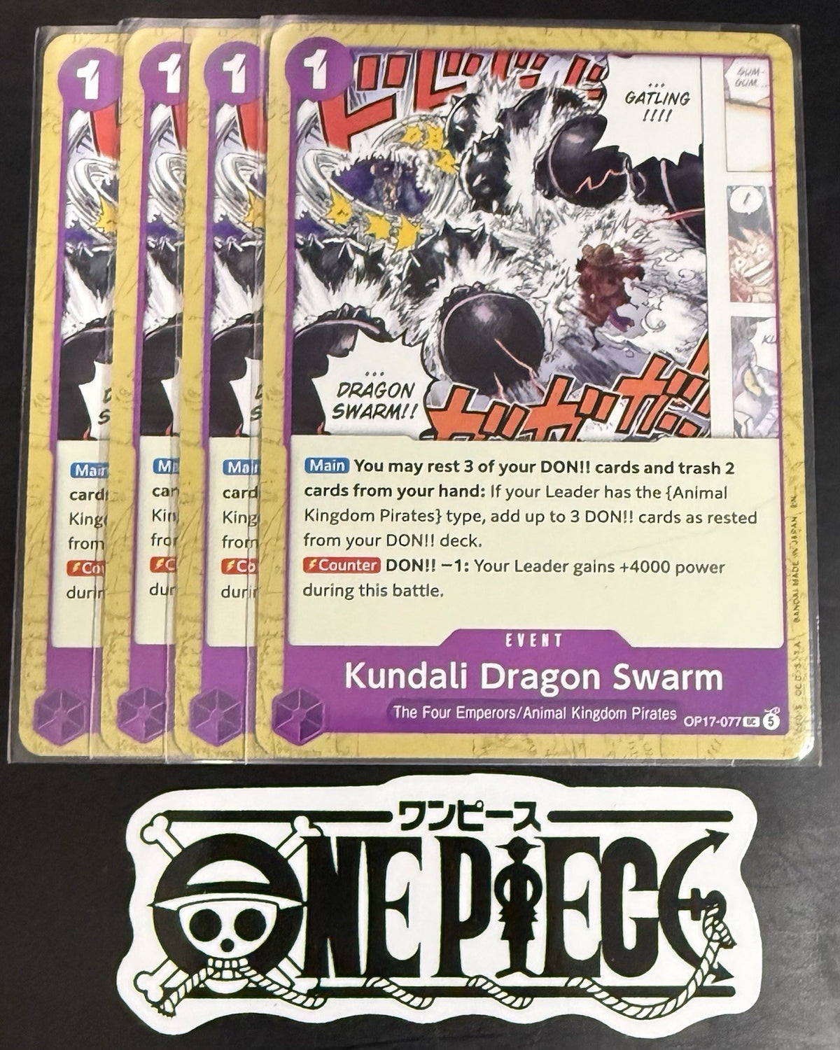 4x One Piece OP17-077 UC - Kundali Dragon Swarm - EN - Regular - Play Set - NM/M