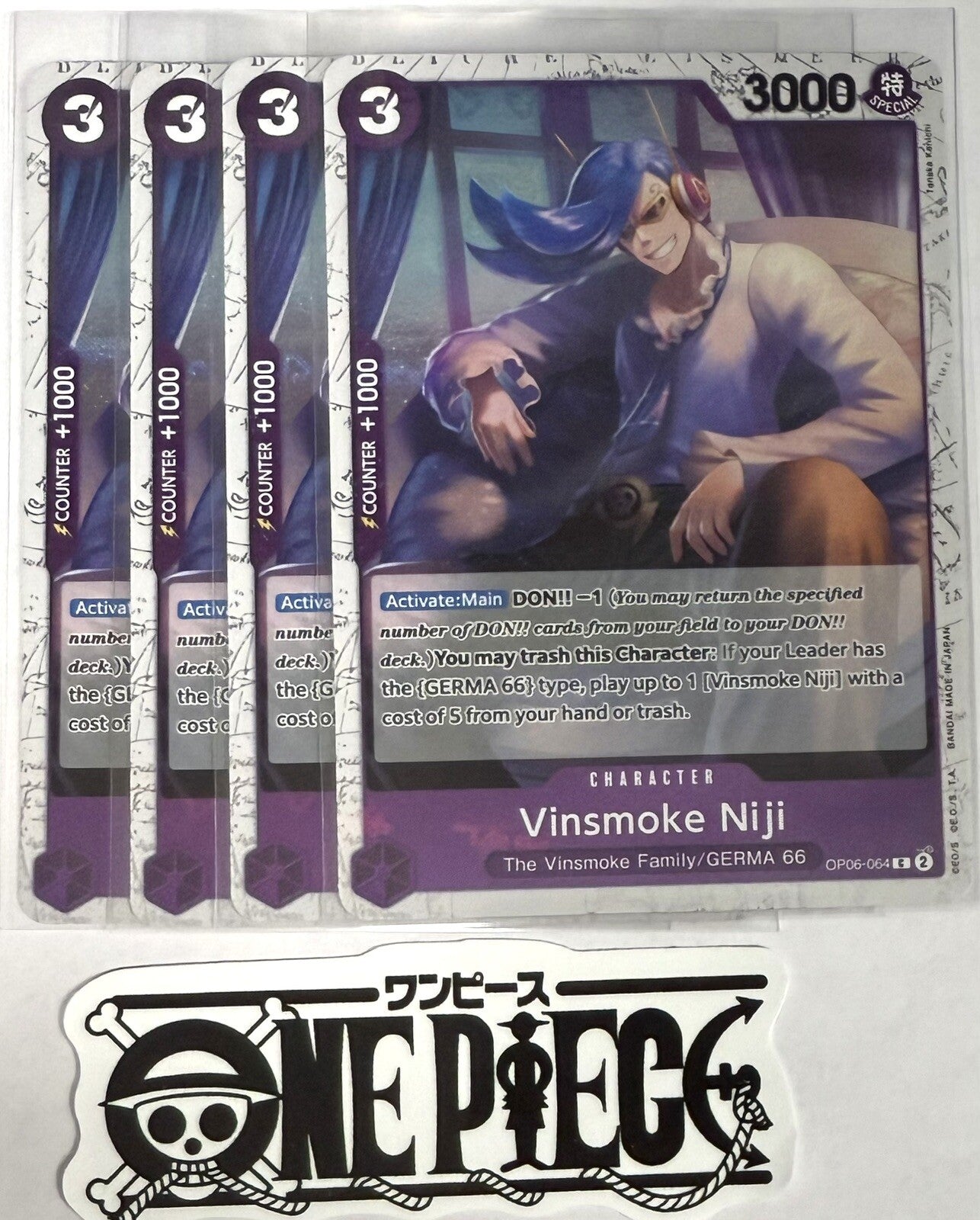 4x One Piece OP06-064 R Vinsmoke Niji - Flag Foil - ENG - TCG - Playset - NM/M