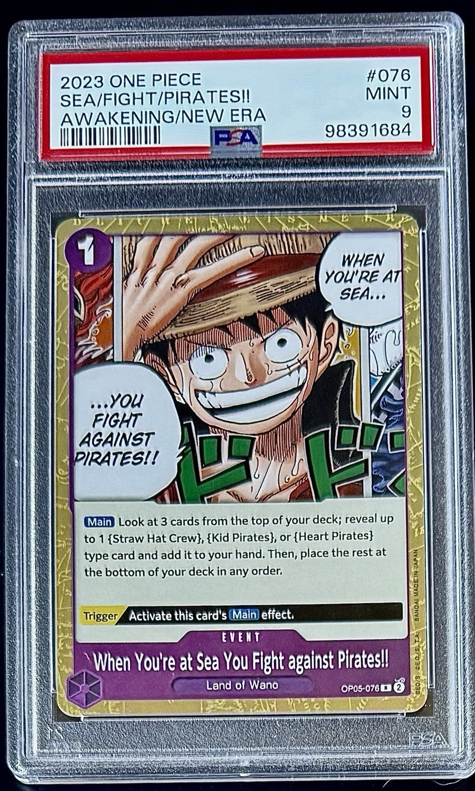PSA 9 One Piece OP05-076 R At Sea Fight Pirates - EN - Awakening of the New