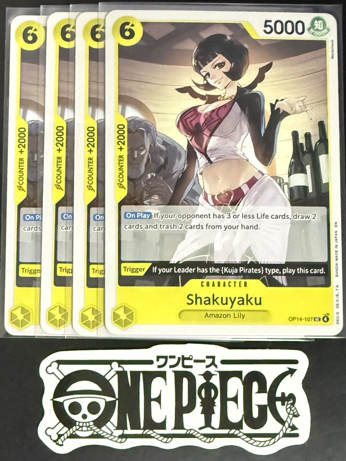 4x One Piece OP14-107 UC Shakuyaku - ENG - Regular - Playset - NM/M