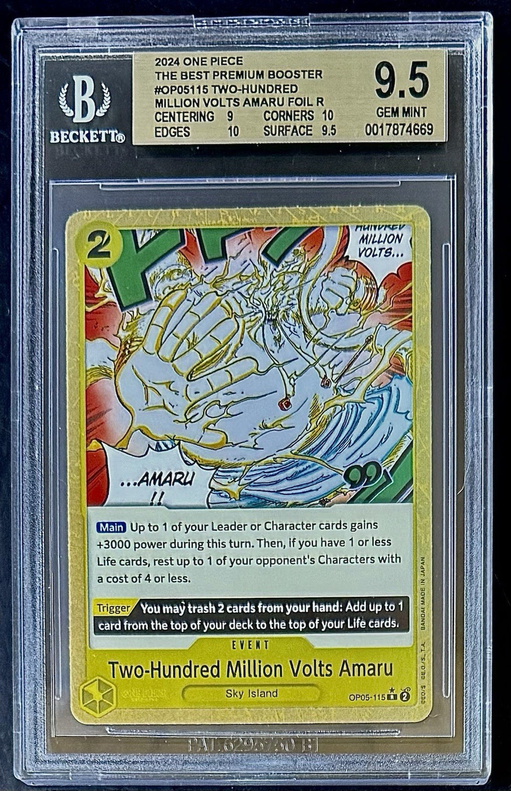 BGS 9.5 One Piece OP05-115 R* Two-Hundred Million - Alt Art- EN - Foil - PRB01