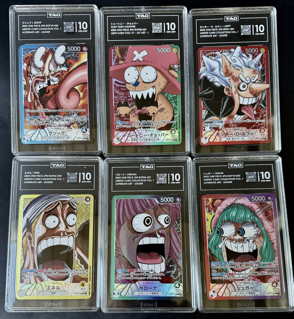 TAG 10 One Piece Base Shop Complete Set - All Six Slabs - Alt Art - JP - Promo