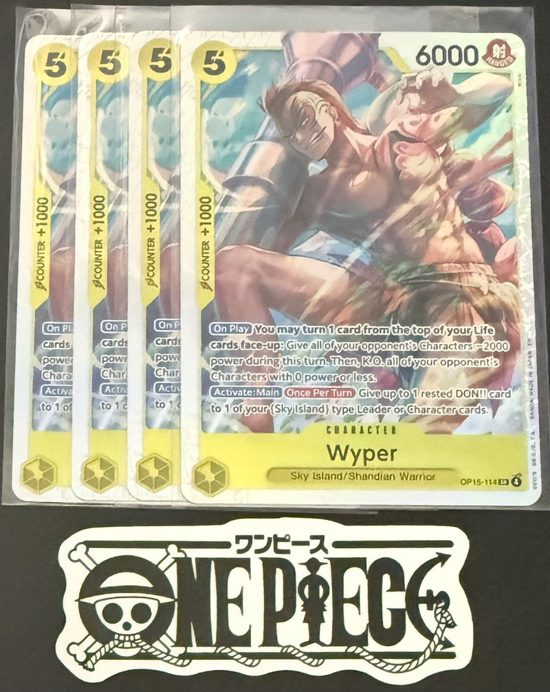 4x One Piece OP15-114 SR - Wyper - EN - Foil - Play Set - TCG - NM/M