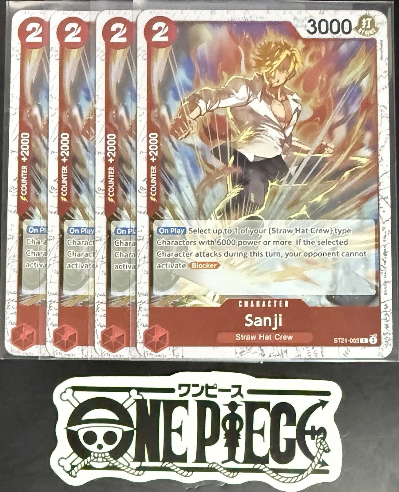 4 x One Piece ST21-003 C Sanji - English - PRB02 Foil - Playset - NM/M