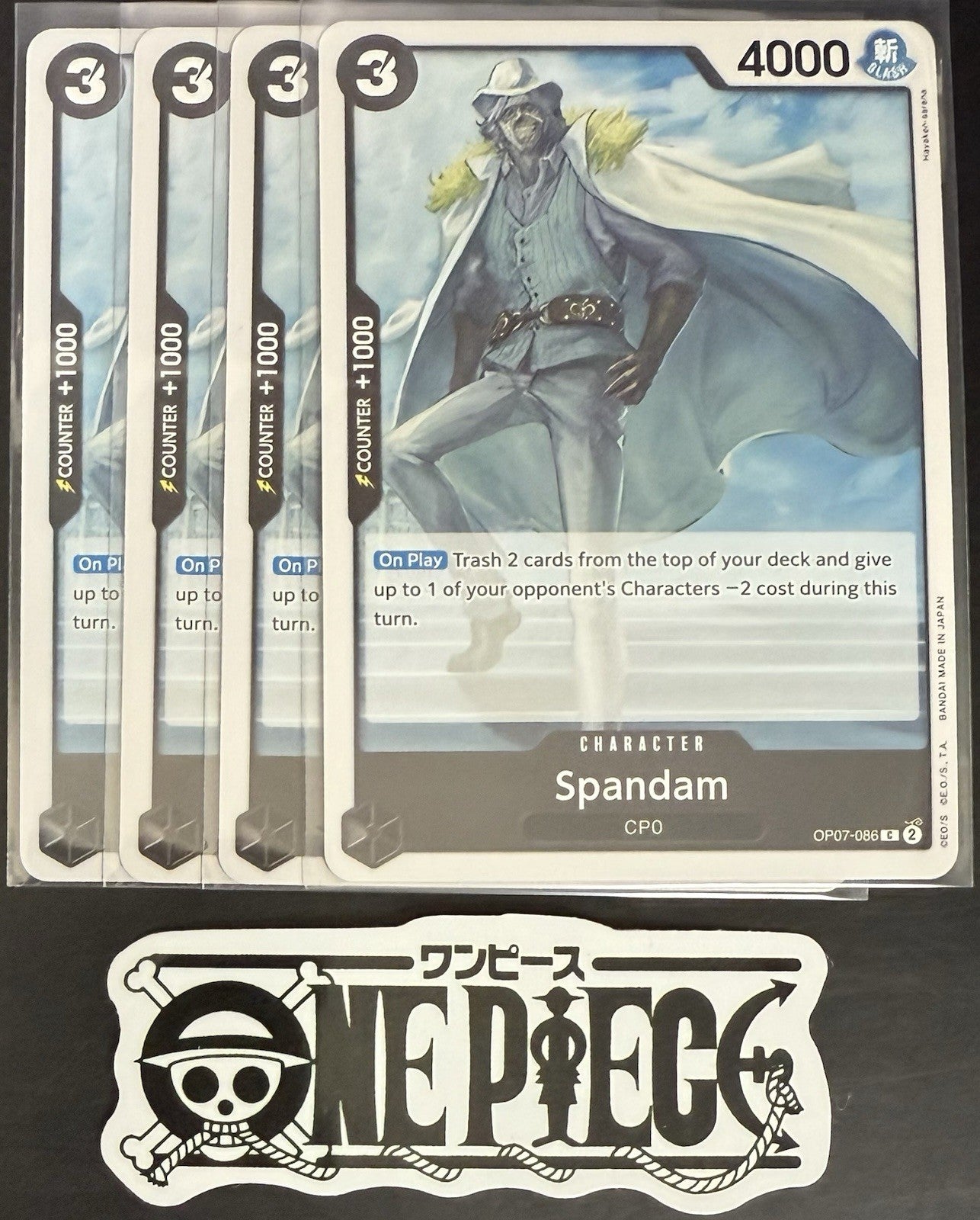 4x One Piece OP07-086 C Spandam - English - Regular - Play Set - NM/M