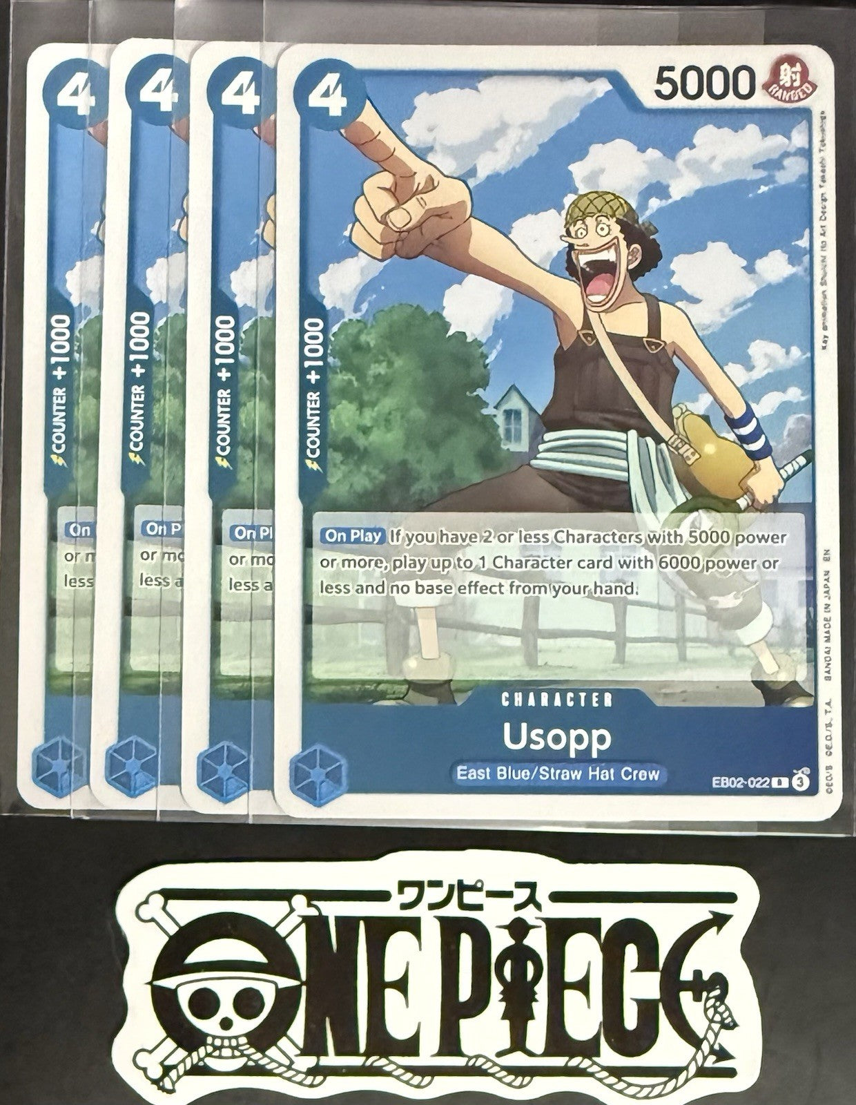4x One Piece EB02-022 R Usopp - English - Foil - Play Set - TCG - NM/M