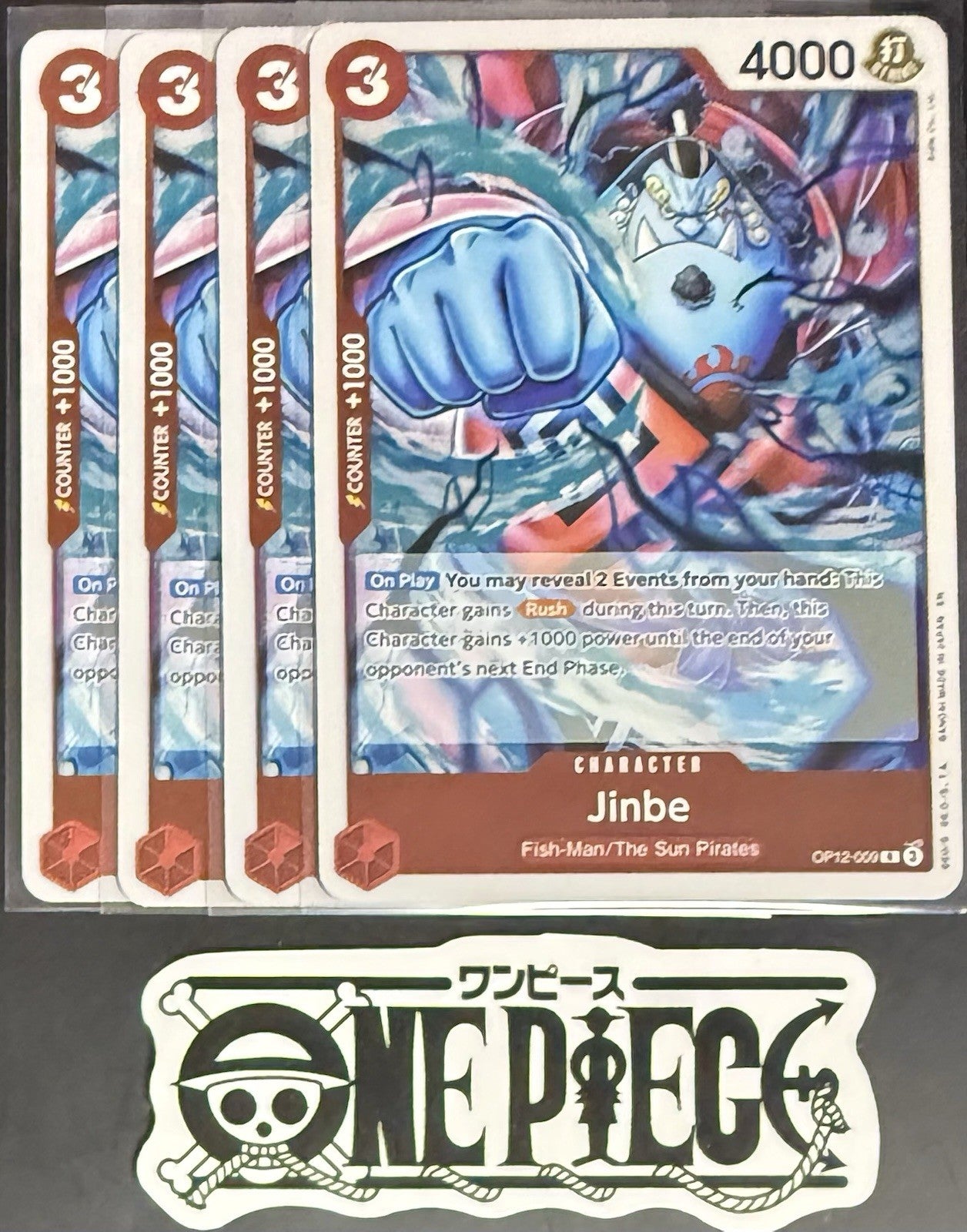 4 x One Piece OP12-009 R Jinbe - English - Foil - Playset - NM/M
