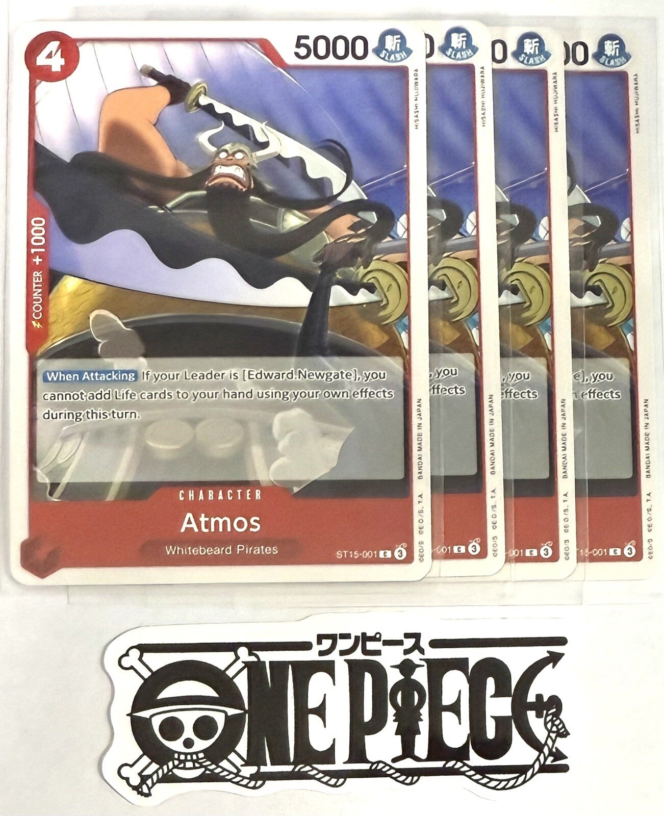 4x One Piece ST15-001 C Atmos - English - Regular - Playset - TCG - NM/M