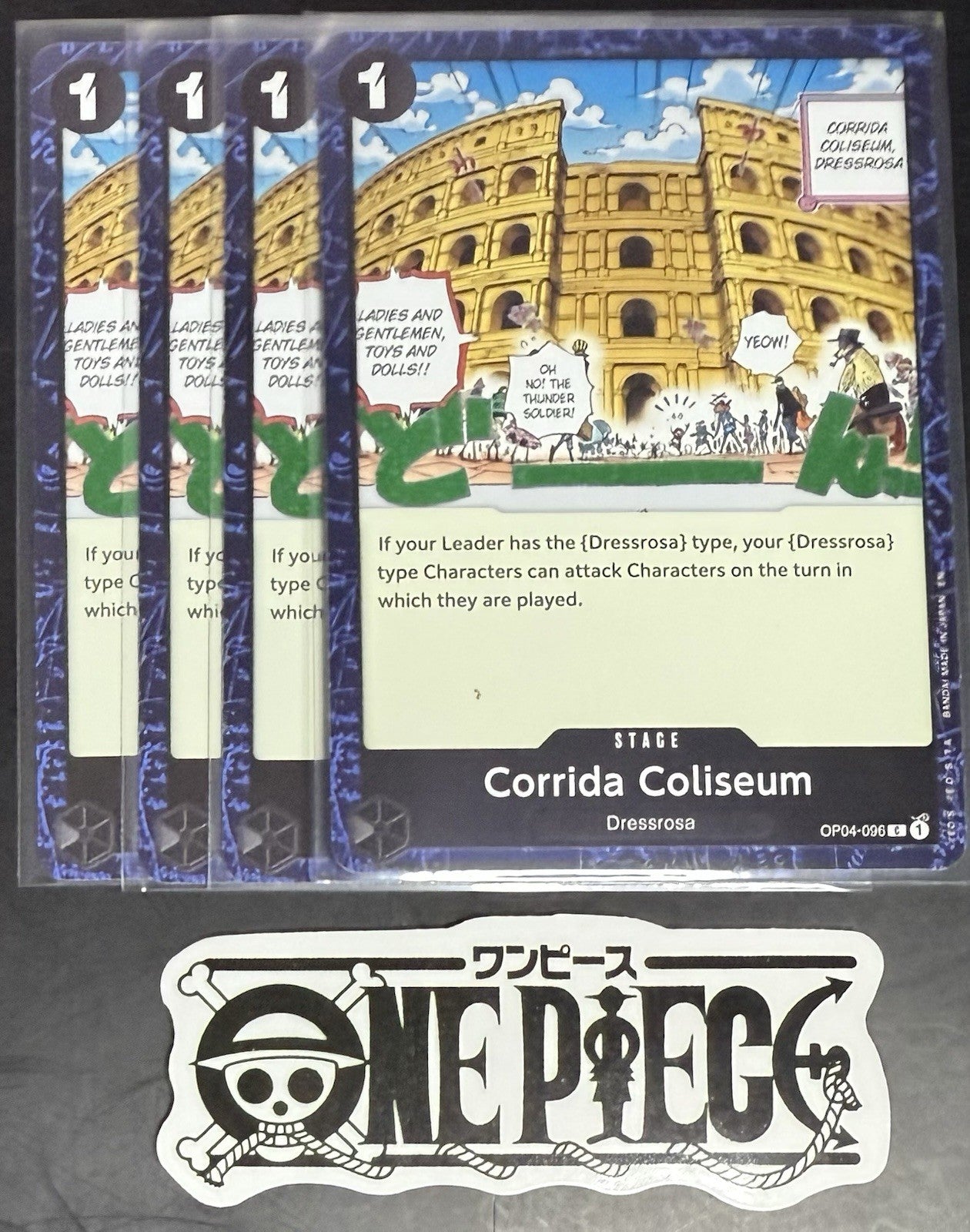 4 x One Piece OP04-096 C Corrida Coliseum- English - PRB02 Foil - Playset - NM/M