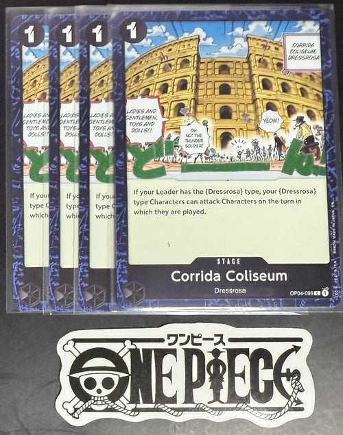 4 x One Piece OP04-096 C Corrida Coliseum- English - PRB02 Foil - Playset - NM/M