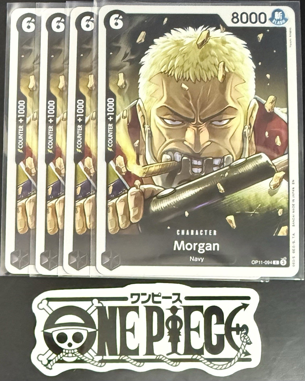 4 x One Piece OP11-094 C Morgan - ENG - Regular - Playset - TCG - NM/M