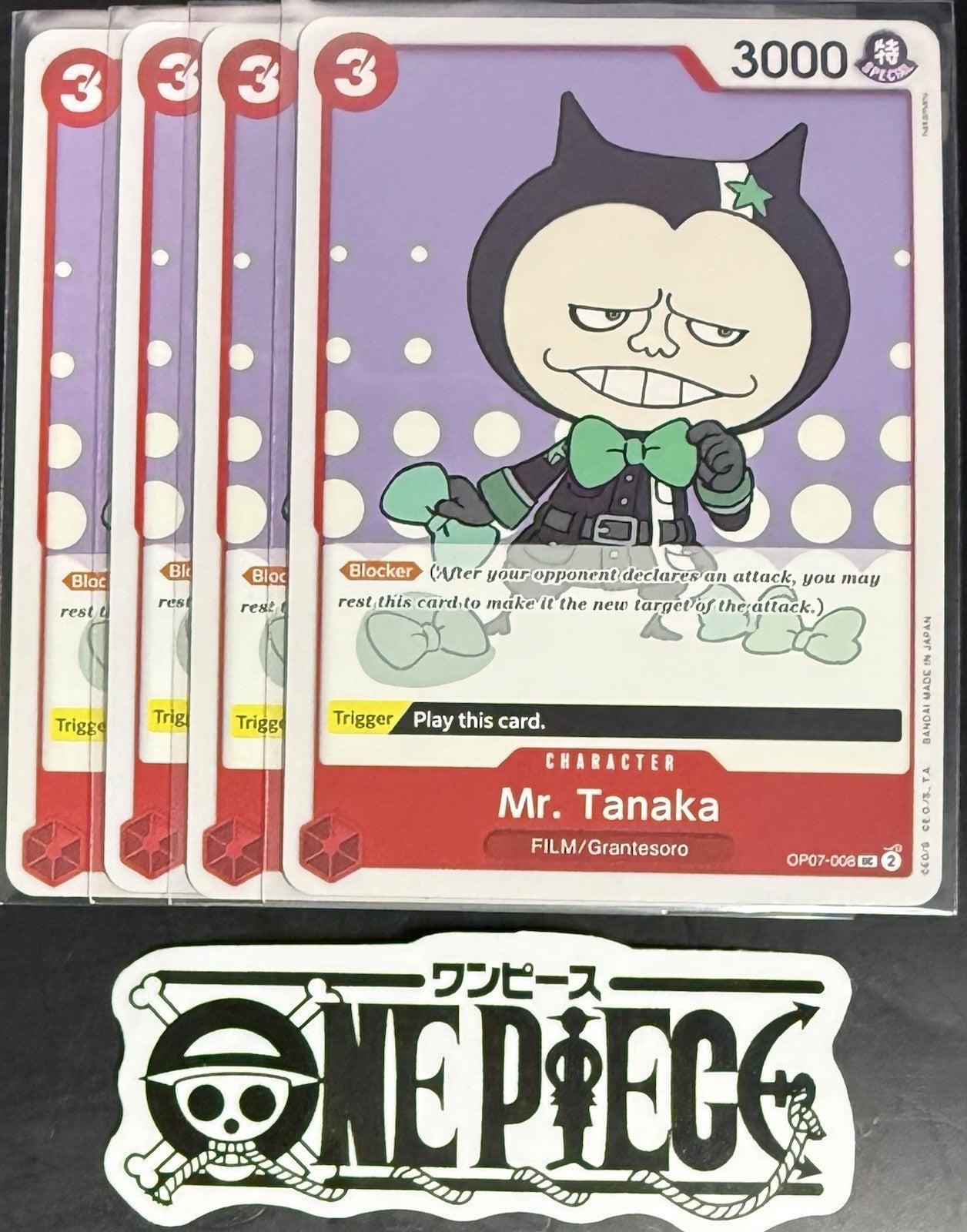 4x One Piece OP07-008 UC Mr. Tanaka - English - Regular - Play Set - NM/M