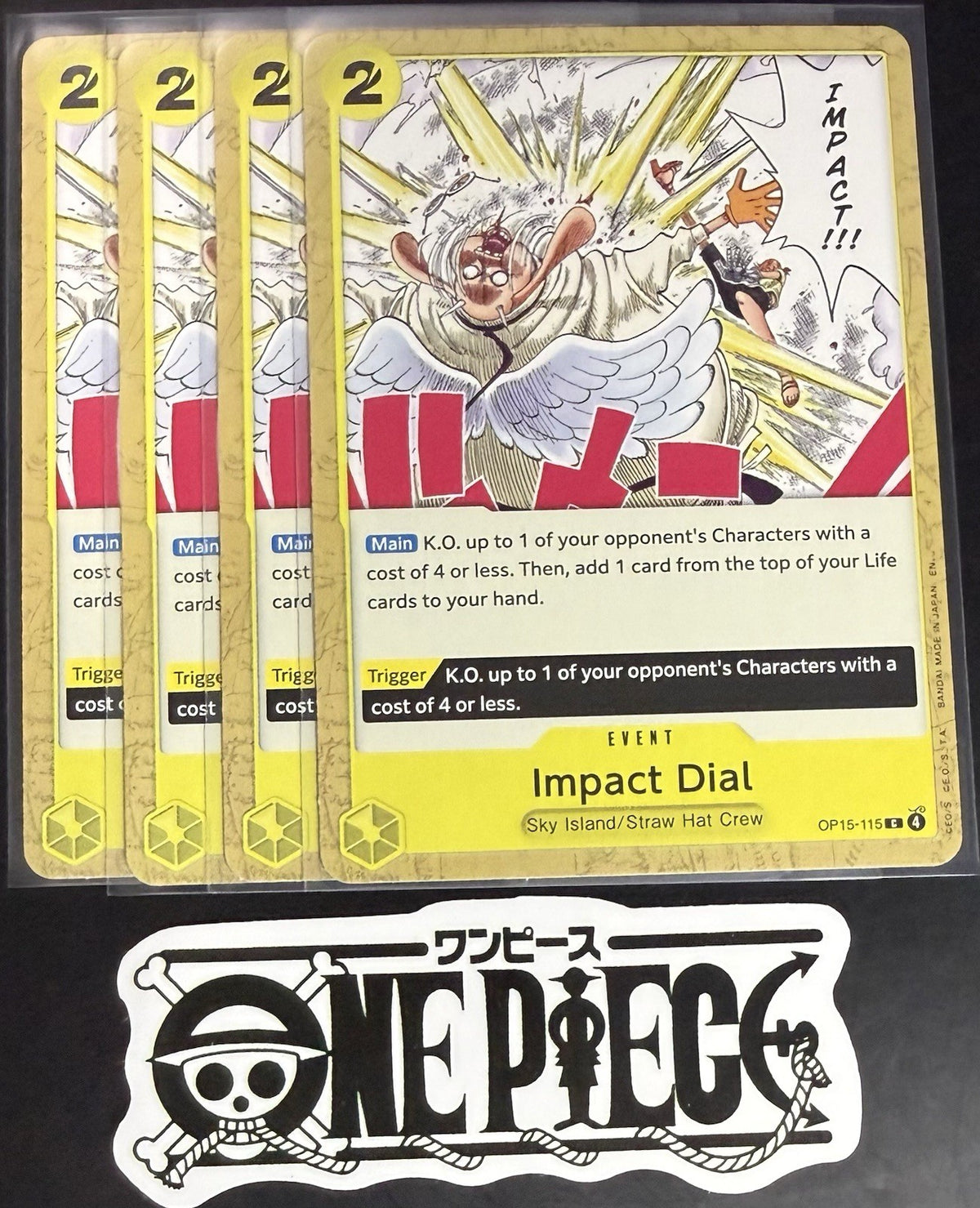 4x One Piece OP15-115 C - Impact Dial - EN - Regular - Play Set - TCG - NM/M