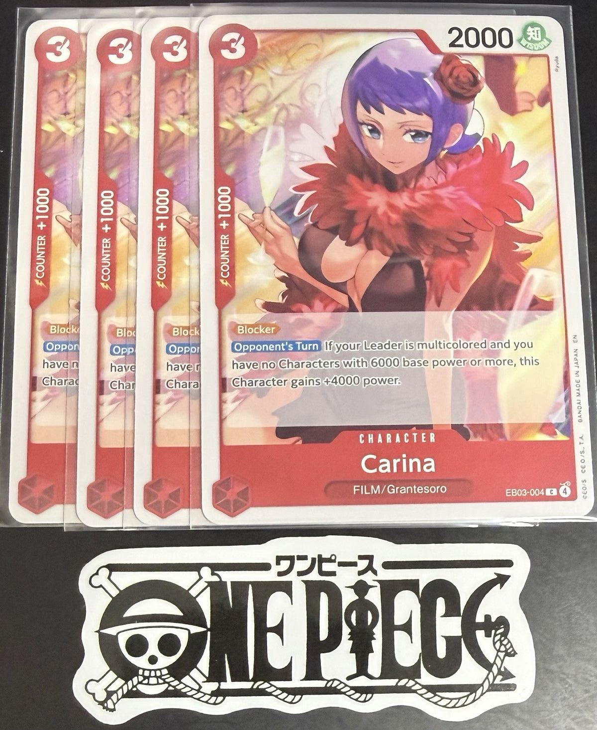 4 x One Piece EB03-004 C - Carina - EN - Regular - Play Set - TCG - NM/M