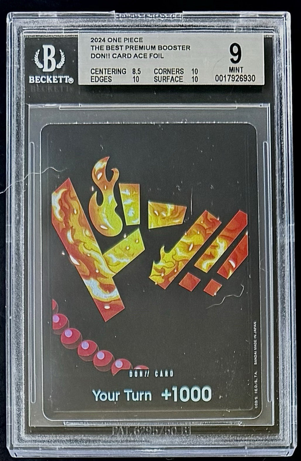 BGS 9 One Piece PRB01 Don!! Card Ace - English - Foil - The Best - Graded