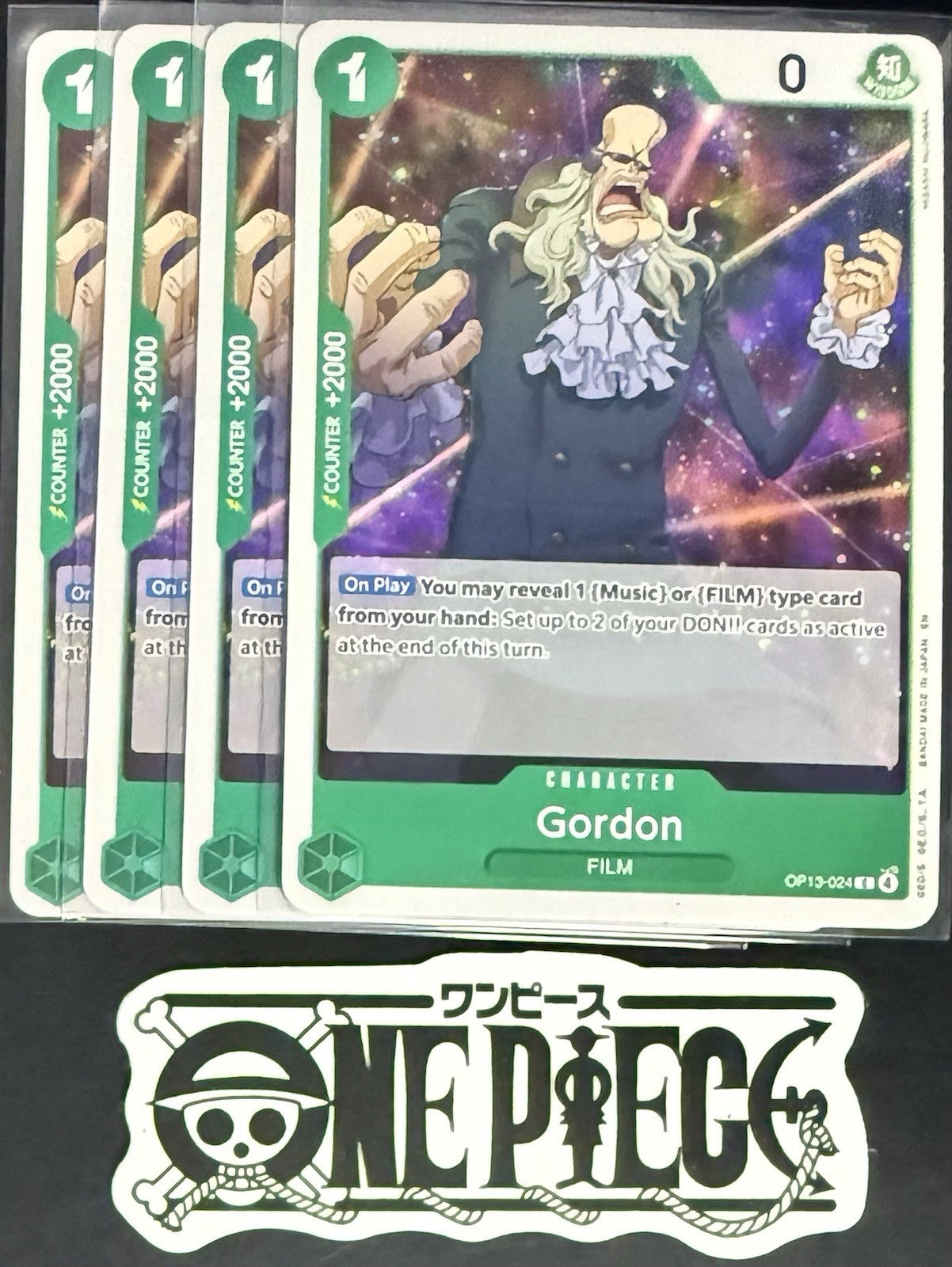 4x One Piece OP13-024 C Gordon - ENG - Regular - Playset - TCG - NM/M