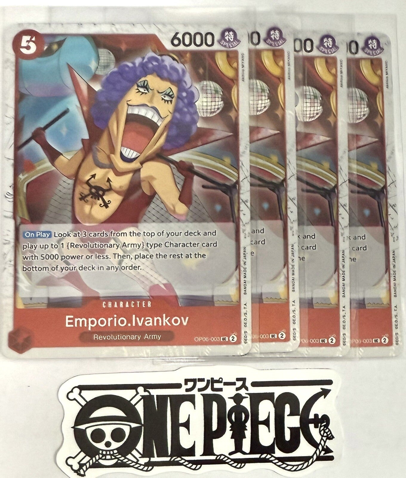 4x One Piece OP06-003 UC Emporio.Ivankov - Flag Foil - English - Playset - NM/M