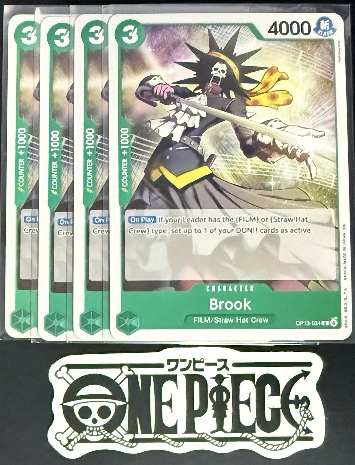 4x One Piece OP13-034 C Brook - ENG - Regular - Playset - TCG - NM/M