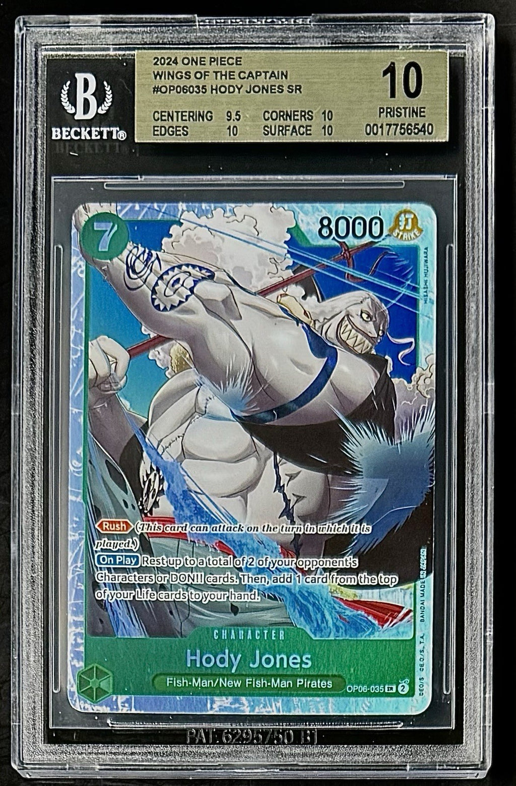 BGS 10 One Piece OP06-035 SR Hody Jones - EN - Wings of the Captain - Graded