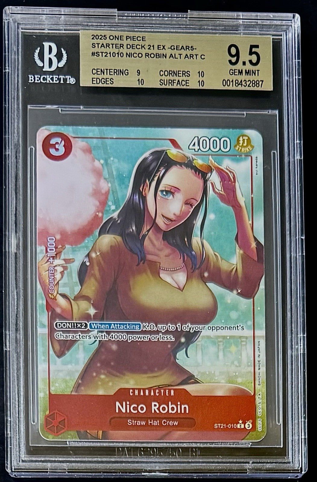 BGS 9.5 One Piece ST21-010 C* Nico Robin Alt Art - English - EX Gear5 - Graded