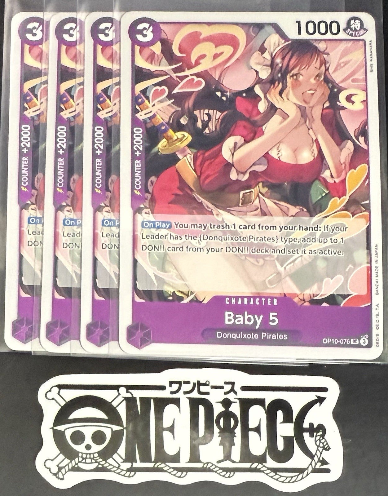 4x One Piece OP10-076 UC Baby 5 - ENG - Regular - Playset - TCG - NM/M