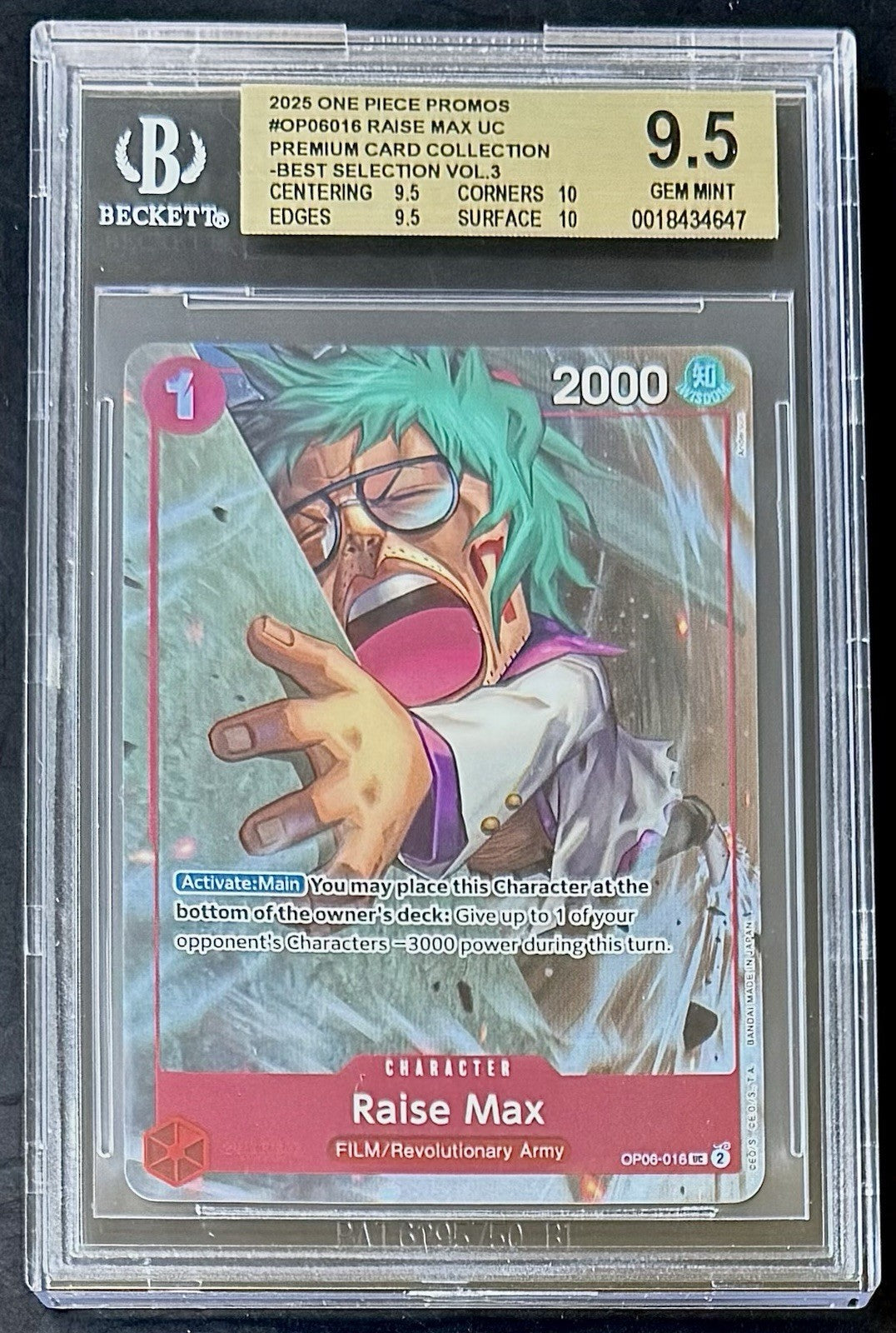 BGS 9.5 One Piece OP06-016 UC - Raise Max - EN - Foil - Best Selection Vol.3