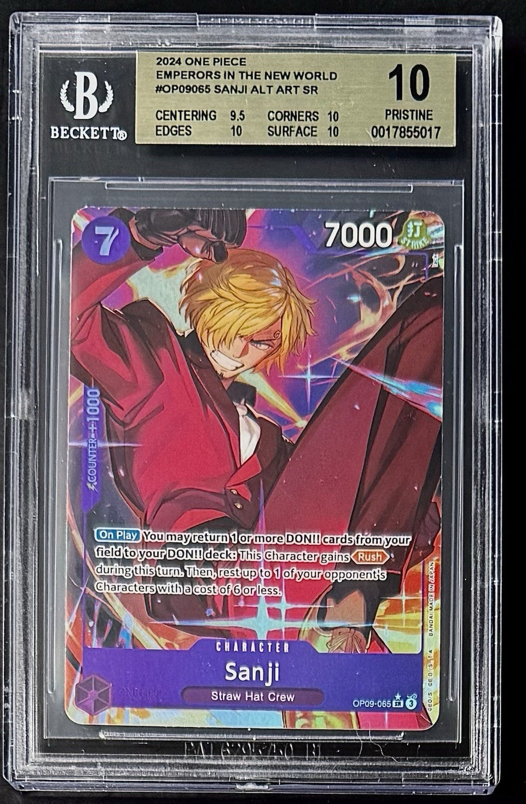 BGS 10 One Piece OP09-065 SR* Sanji Alt Art - English- Emperors in the New World