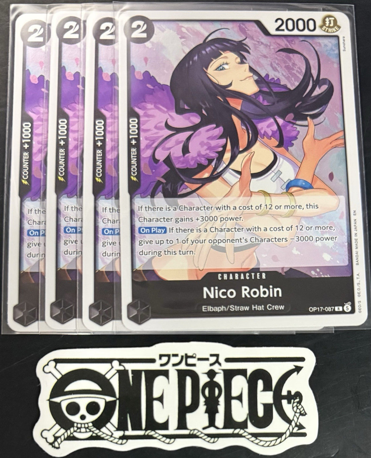 4x One Piece OP17-087 R - Nico Robin - EN - Foil - Play Set - TCG - NM/M