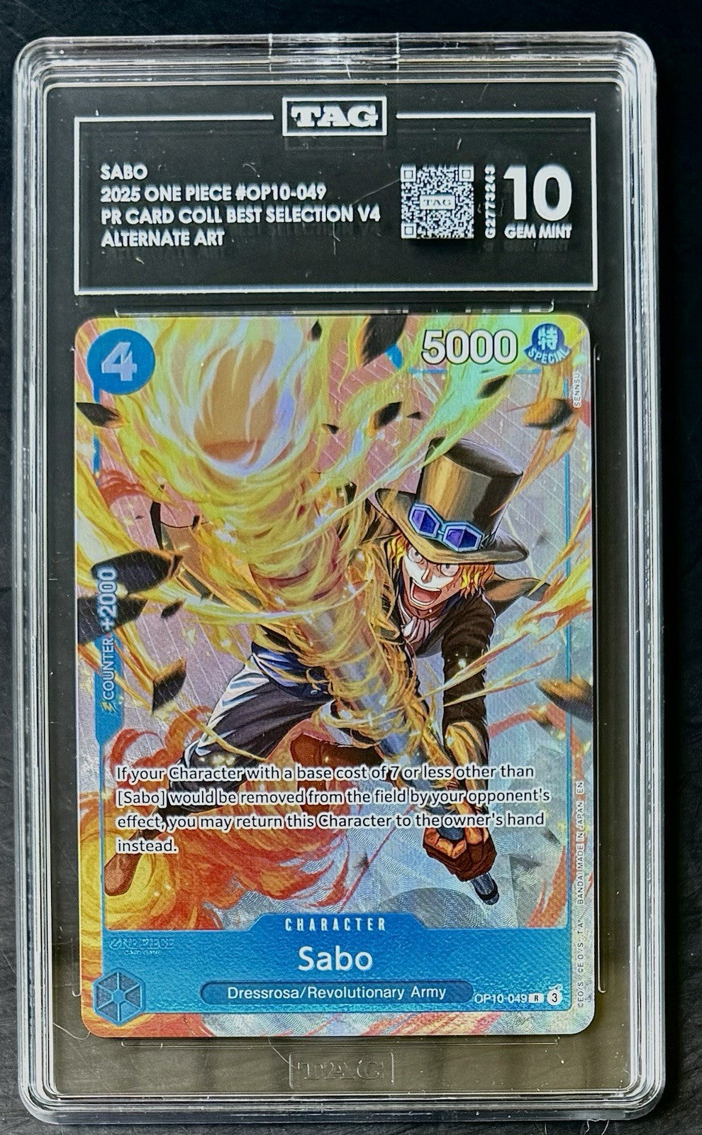 TAG 10 One Piece OP10-049 R Sabo - Alt Art - EN - Foil - Best Vol.4 - Graded