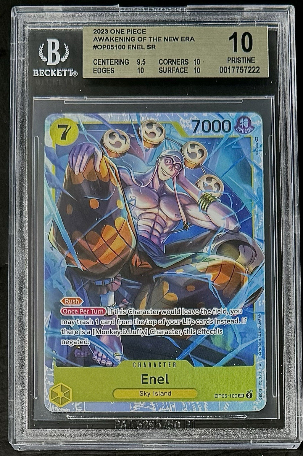 BGS 10 One Piece OP05-100 SR Enel - English - Awakening of the New Era - Graded