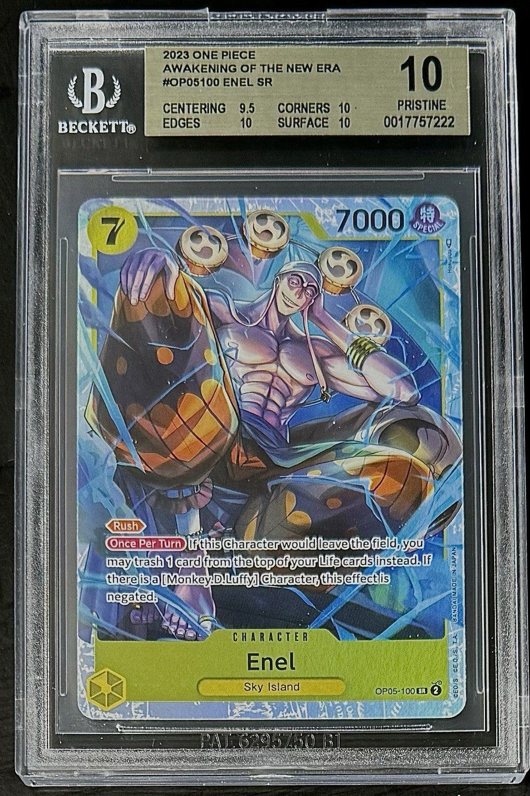 BGS 10 One Piece OP05-100 SR Enel - English - Awakening of the New Era - Graded