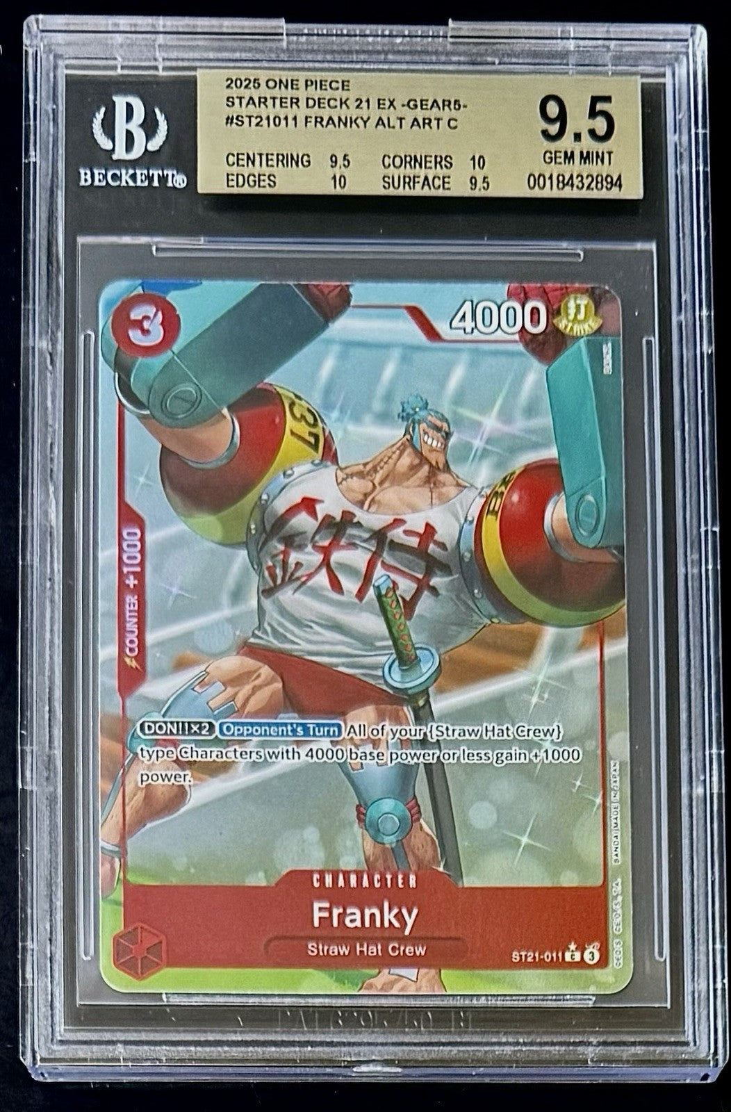 BGS 9.5 One Piece ST21-011 C* - Franky - Alt Art - EN - Foil - EX Gear5