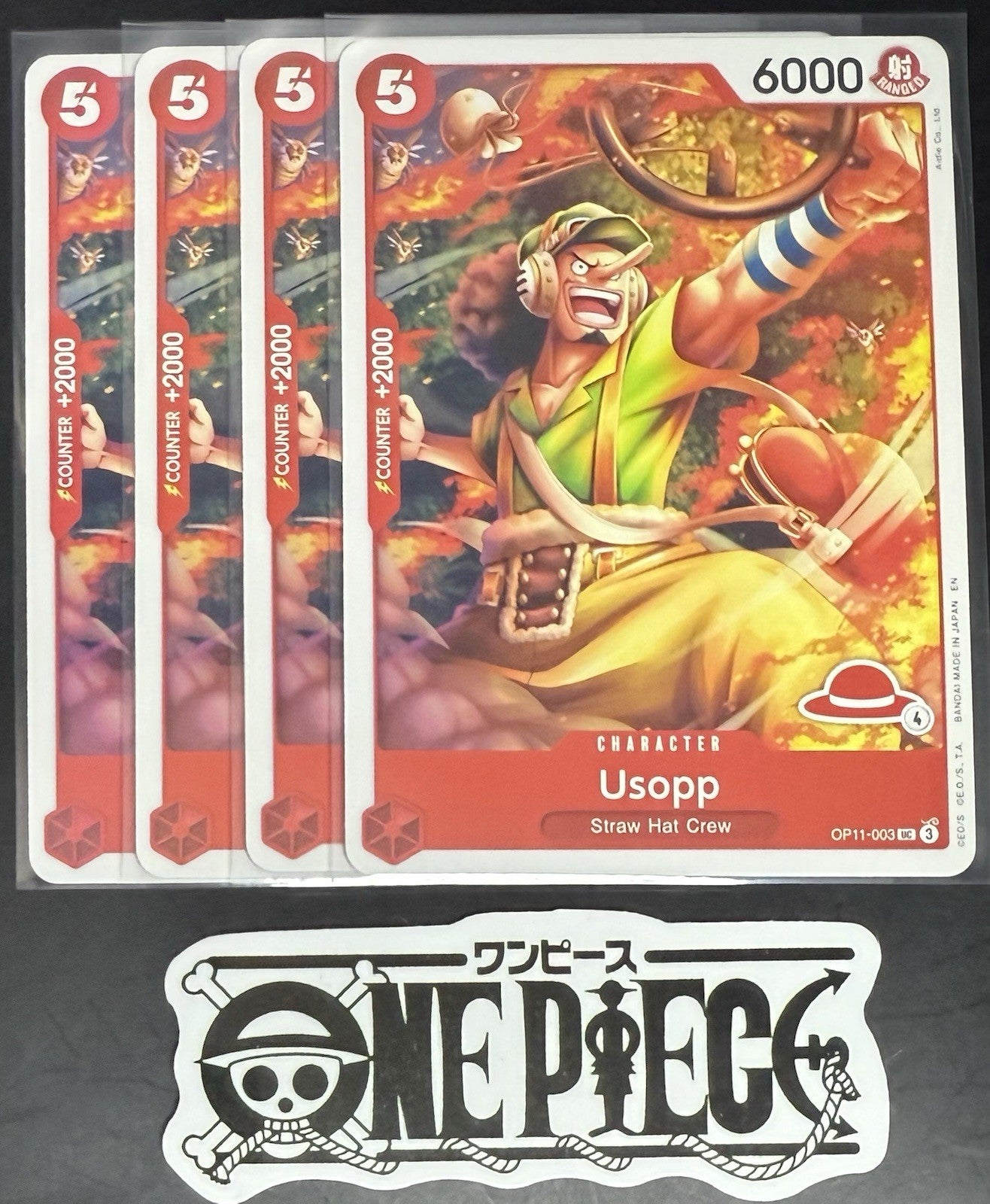 4x One Piece OP11-003 UC Usopp - English - Regular - Play Set - LD01 - NM/M