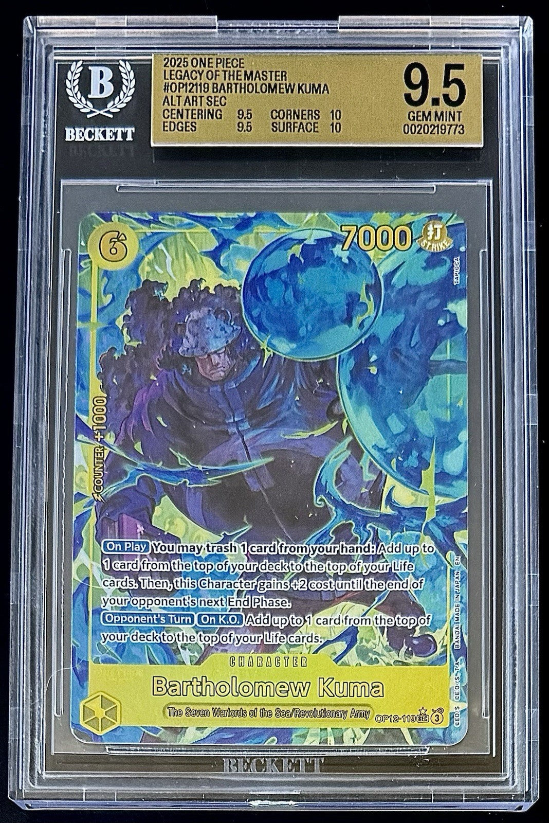 BGS 9.5 One Piece OP12-119 SEC* - Bartholomew Kuma - Alt Art - EN - Legacy