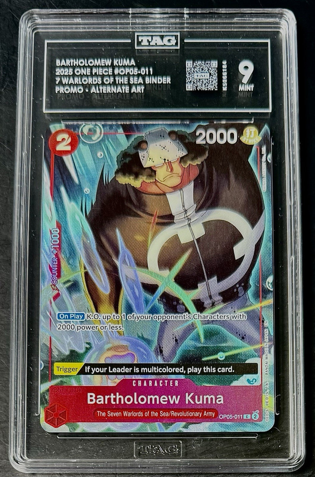 TAG 9 One Piece OP05-011 C Bartholomew Kuma - EN - Foil - Binder Set - Graded