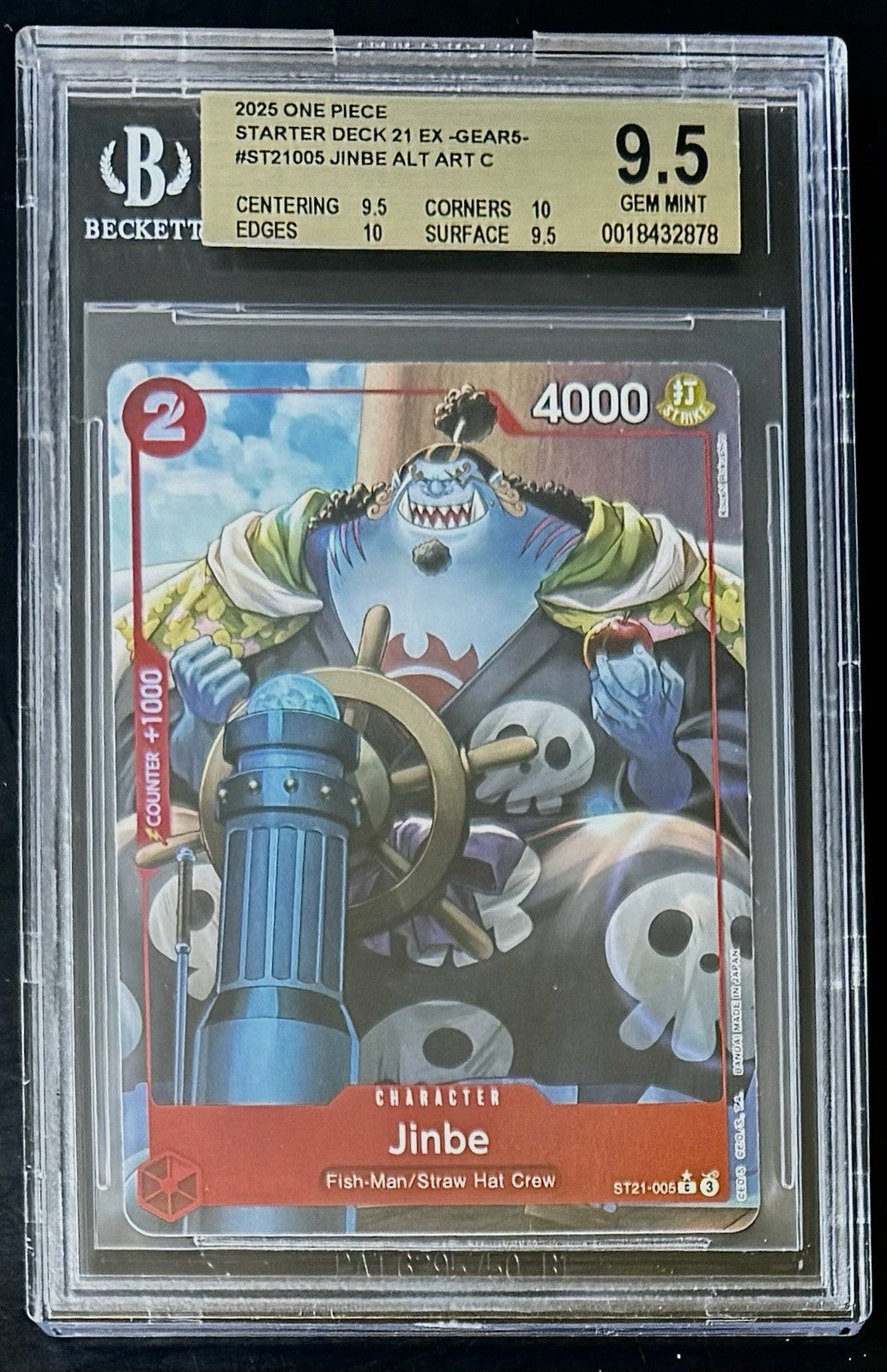 BGS 9.5 One Piece ST21-005 C* - Jinbe - Alt Art - EN - Foil - EX Gear5