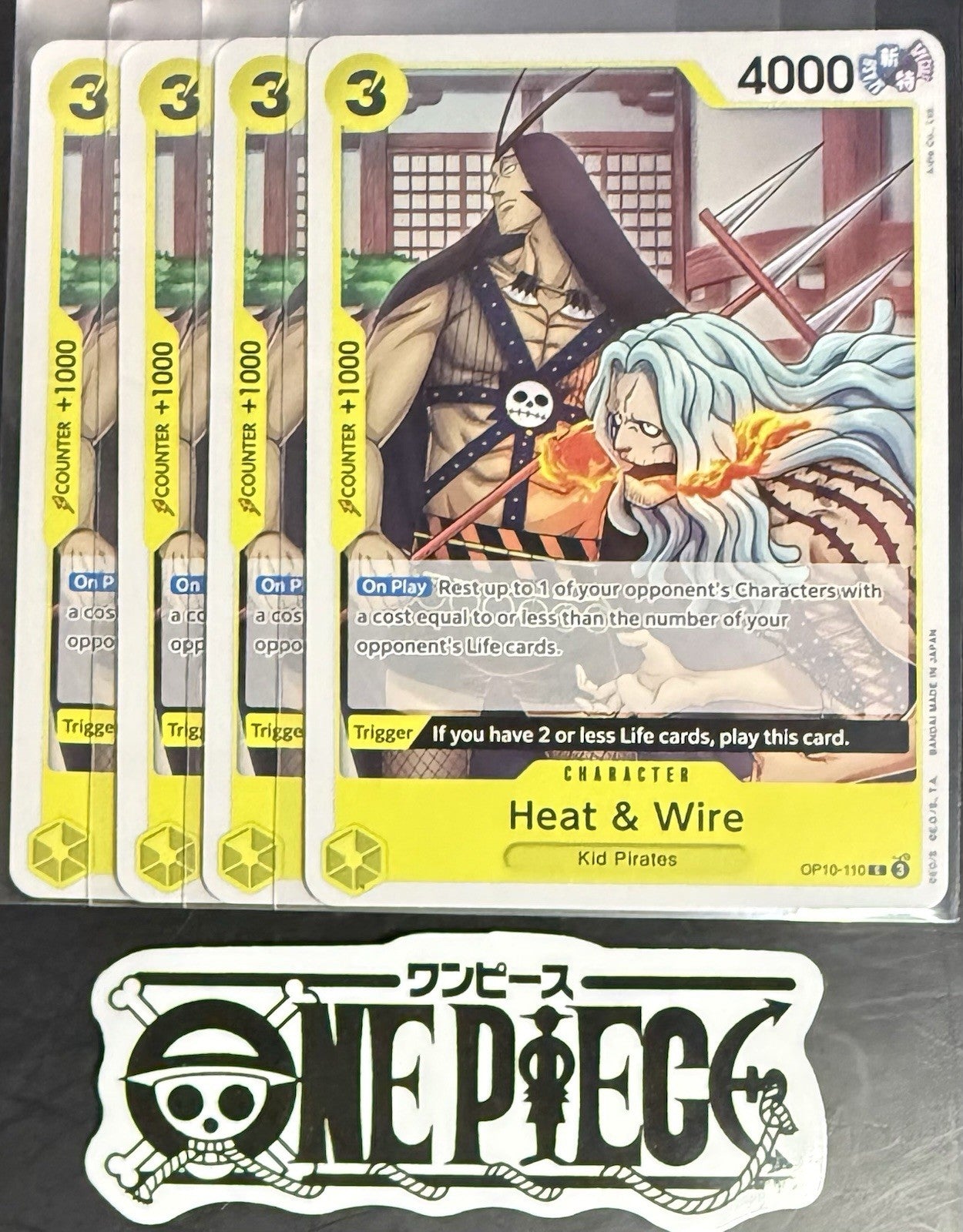 4x One Piece OP10-110 C Heat & Wire - ENG - Regular - Playset - TCG - NM/M