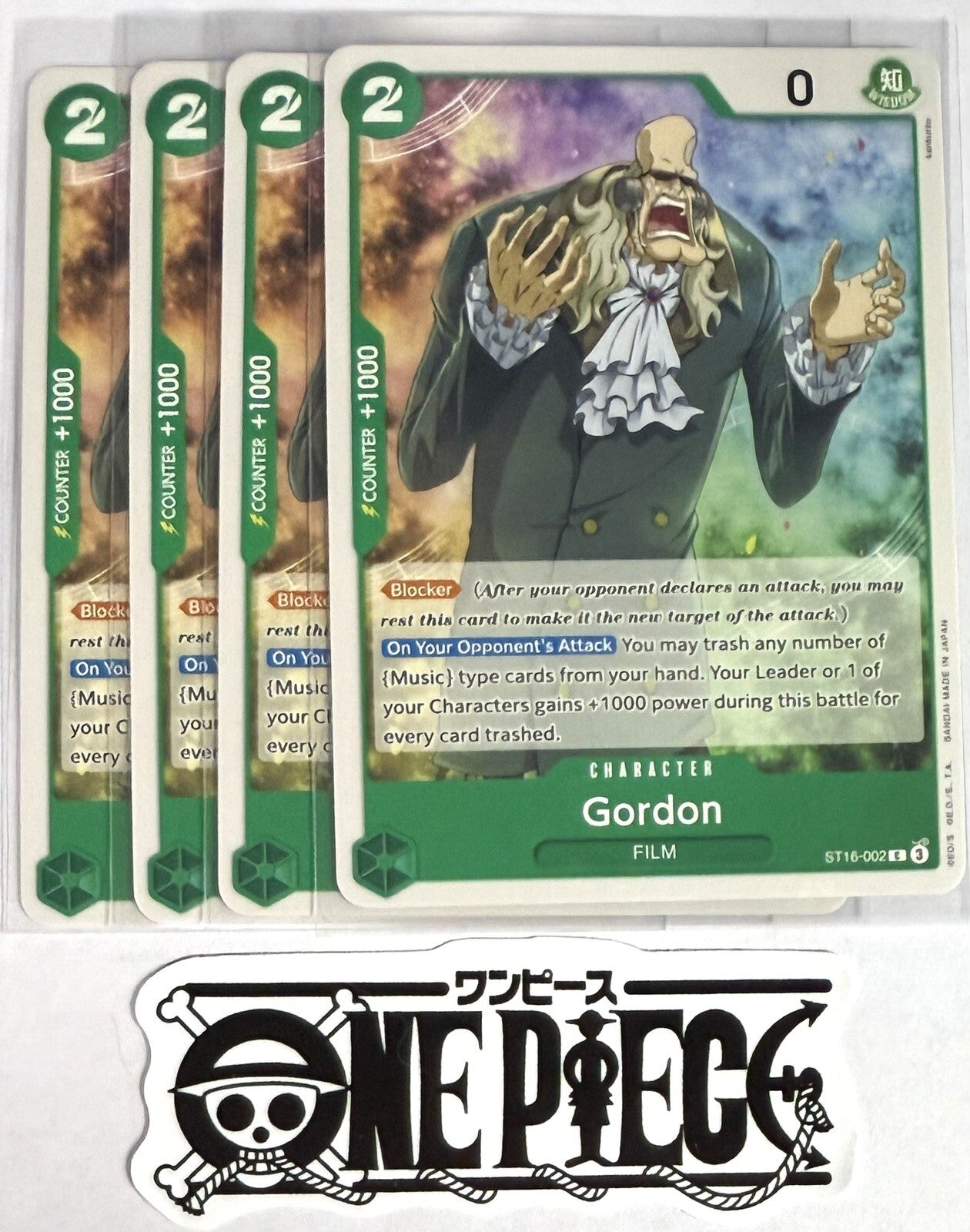4x One Piece ST16-002 C Gordon - English - Regular - Playset - TCG - NM/M
