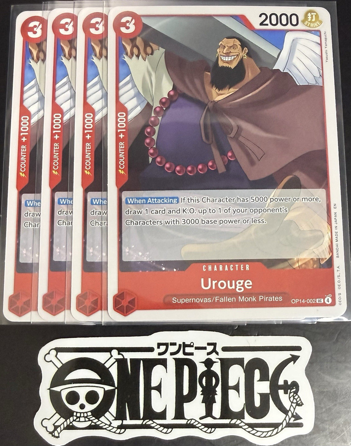 4x One Piece OP14-002 UC - Urouge - EN - Regular - Play Set - NM/M