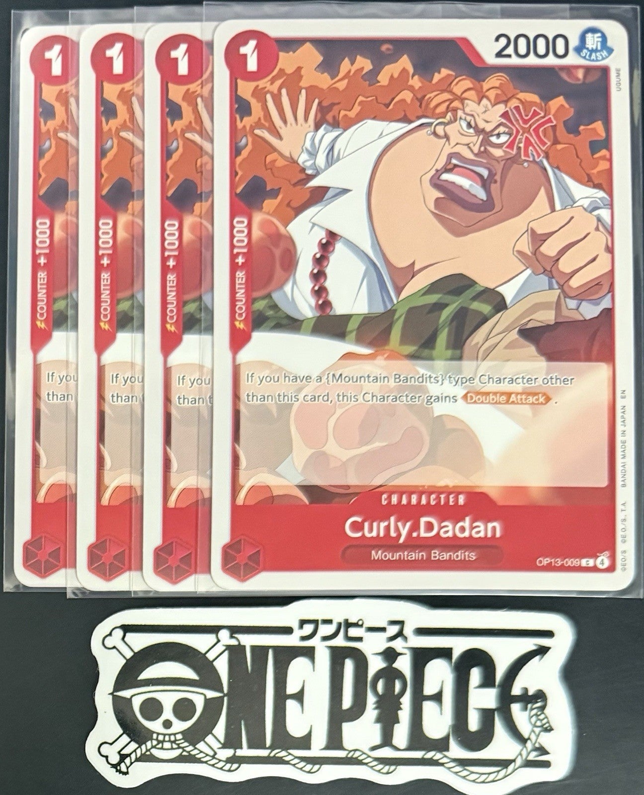4x One Piece OP13-009 C Curly.Dadan - ENG - Regular - Playset - TCG - NM/M
