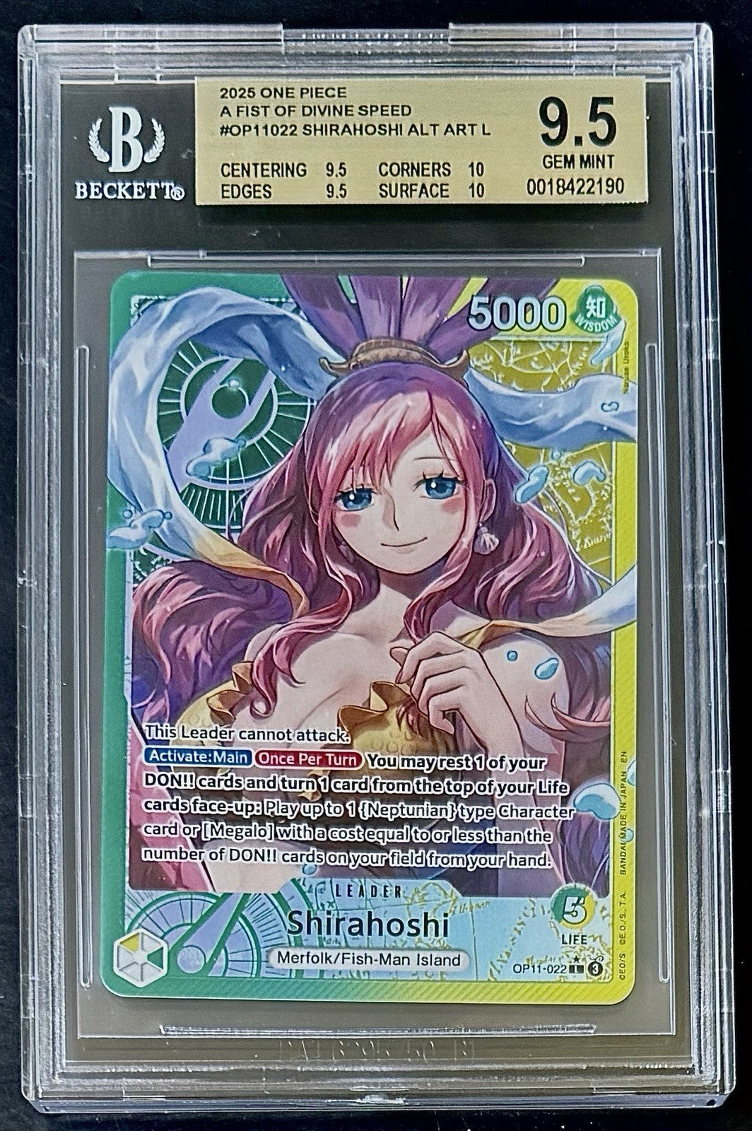 BGS 9.5 One Piece OP11-022 L* - Shirahoshi - Alt Art - EN - Foil - Graded