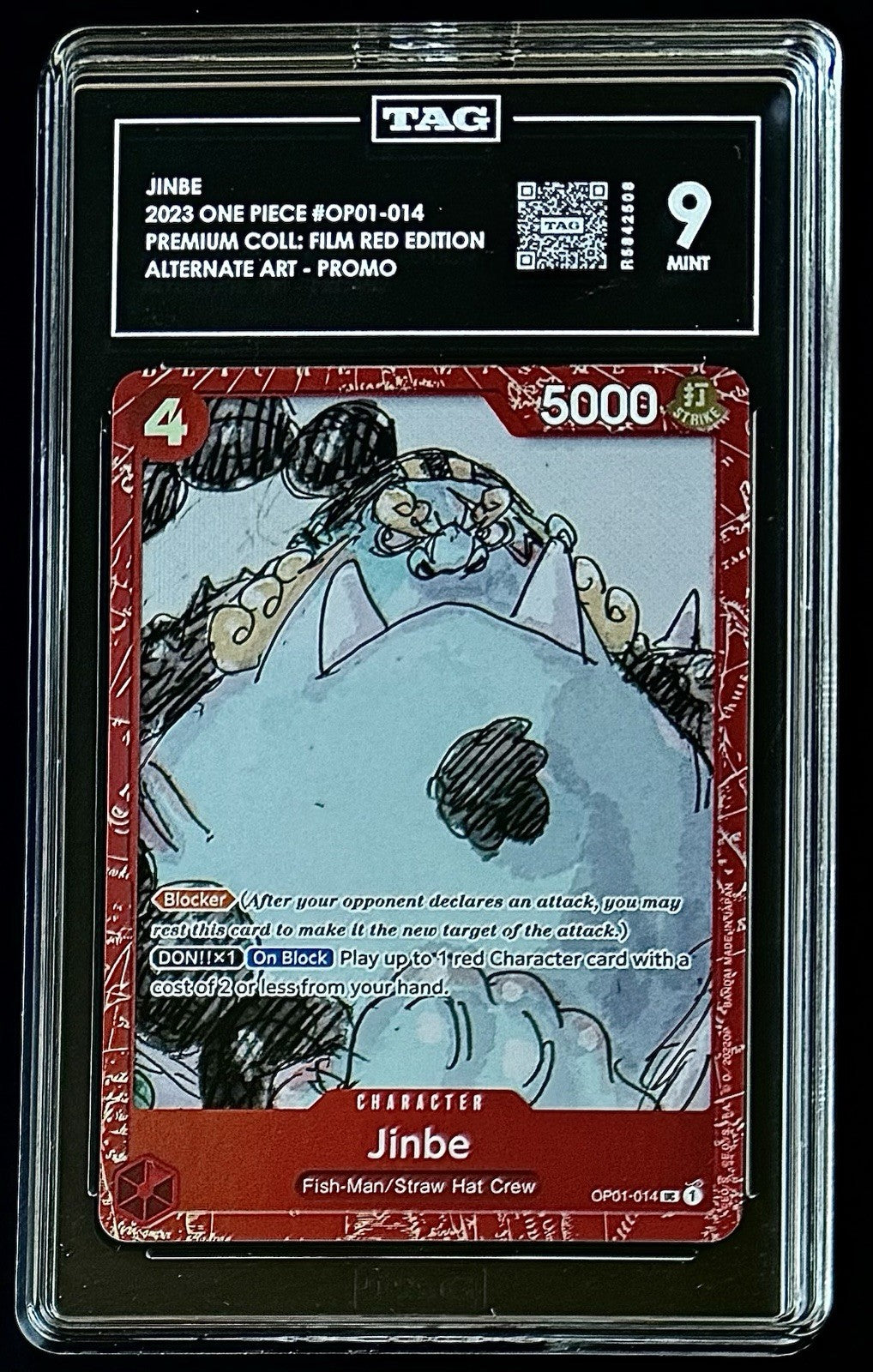 TAG 9 One Piece OP01-014 UC - Jinbe - EN - Foil - Film Red Edition