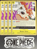 4x One Piece OP07-116 R Blaze Slice - English - Regular - Playset -ST28 - NM/M