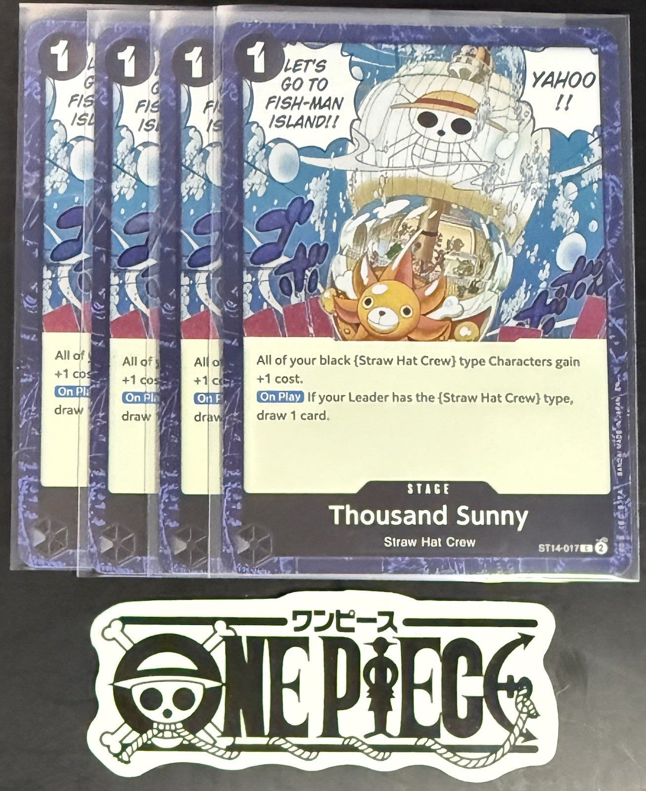 4 x One Piece ST14-017 C Thousand Sunny - English - PRB02 Foil - Playset - NM/M
