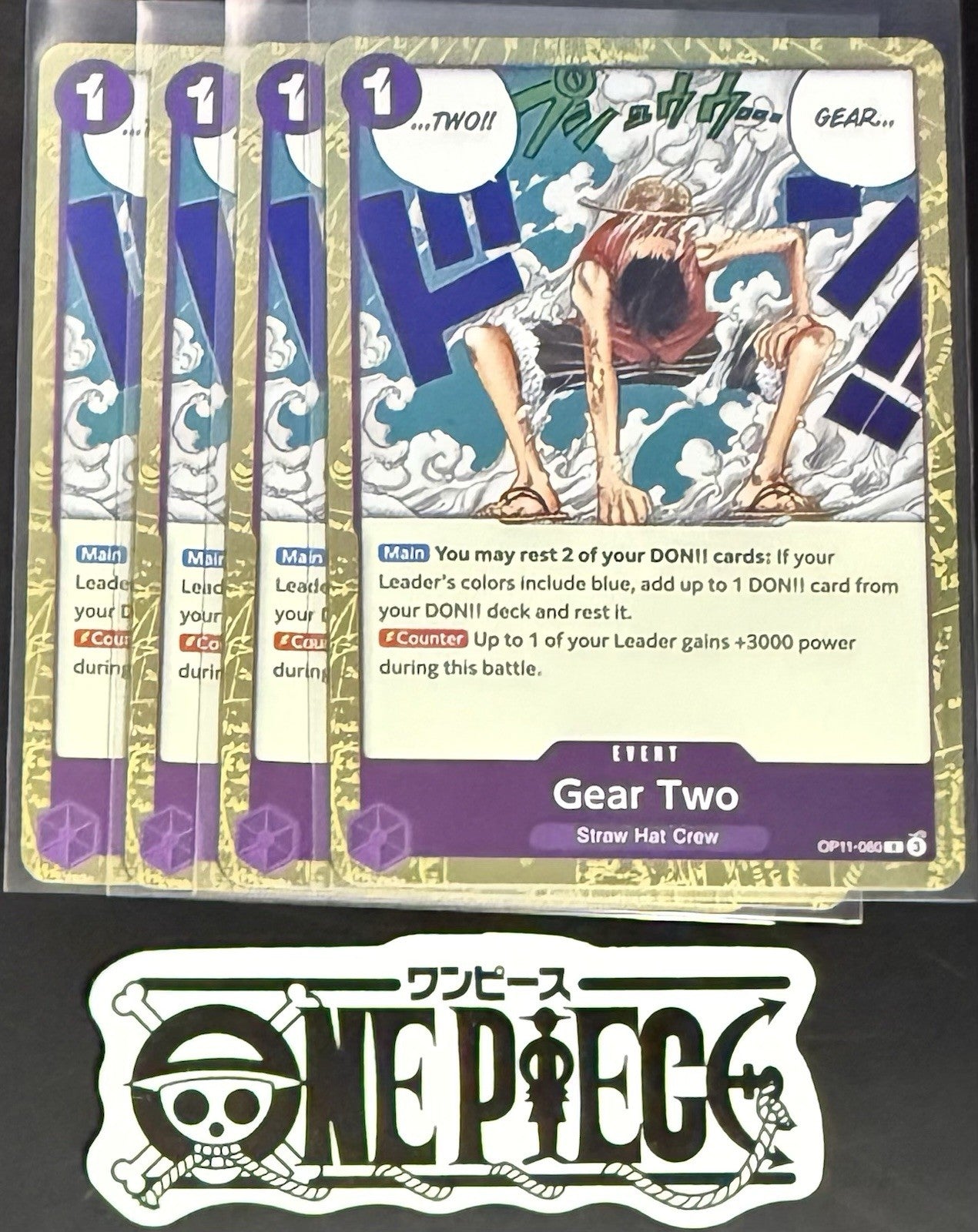 4x One Piece OP11-080 R Gear Two - English - Foil - Playset - TCG - NM/M