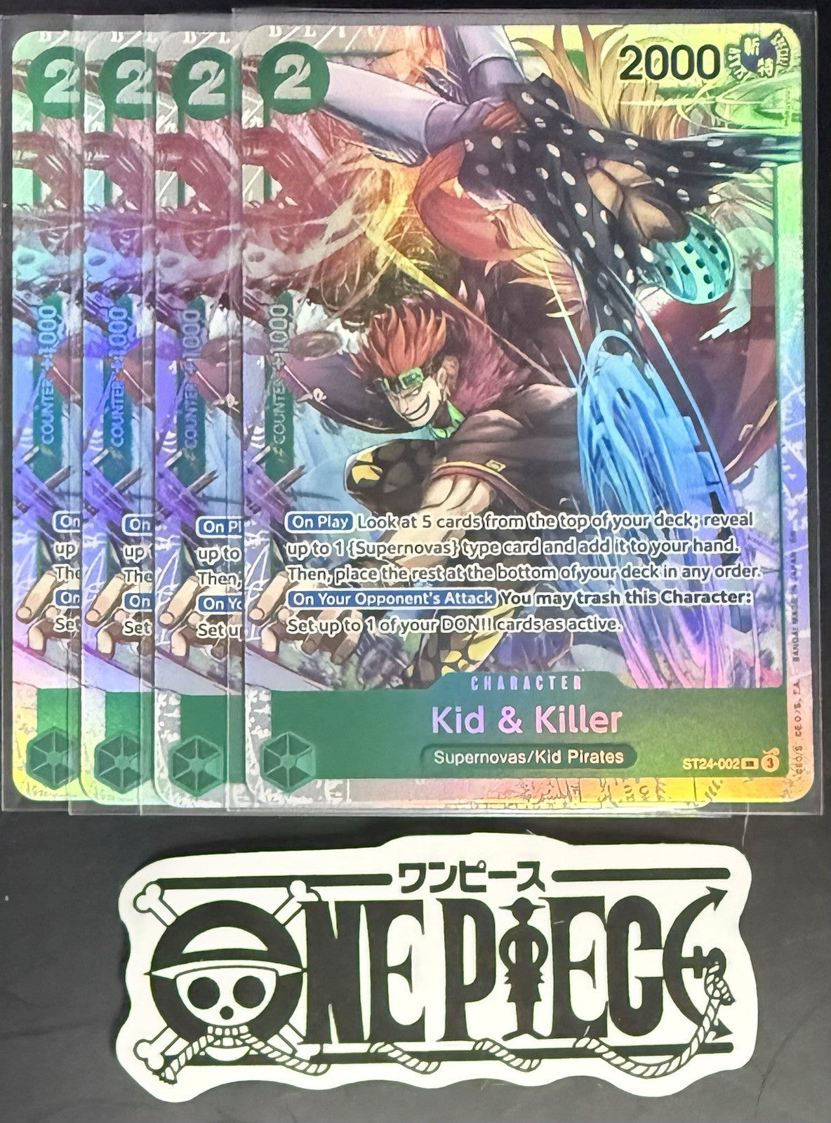 4x One Piece ST24-002 SR - Kid & Killer - EN - Foil - Play Set - TCG - NM/M