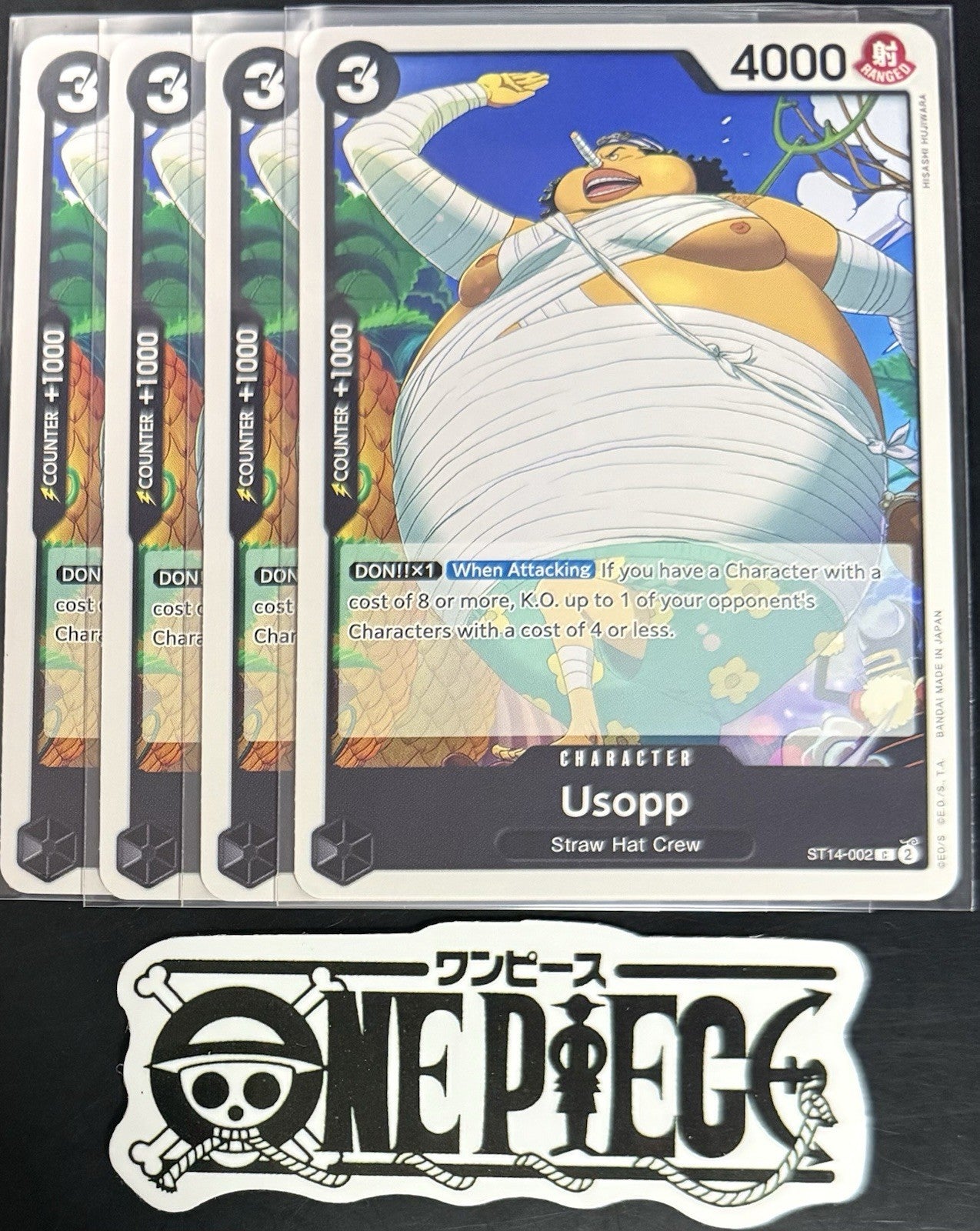 4x One Piece ST14-002 C Usopp - ENG - Regular - Playset - TCG - NM/M